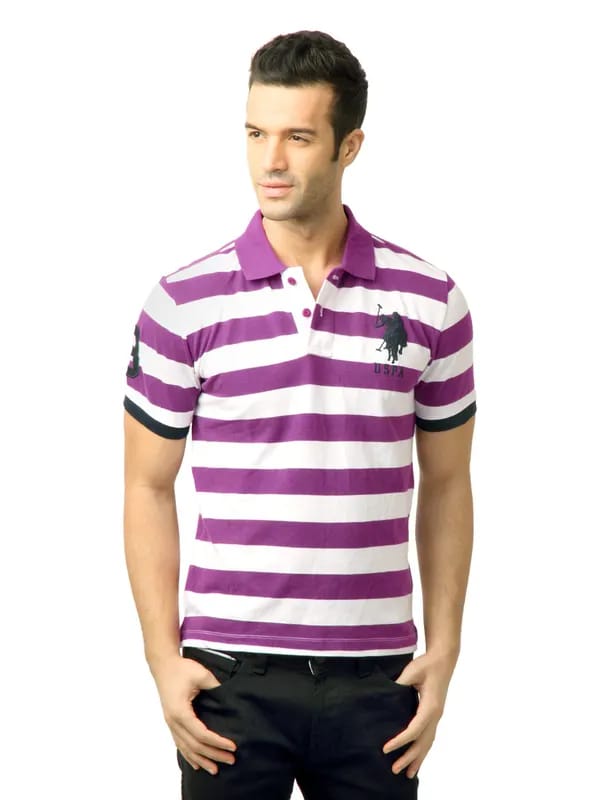 U.S. Polo Assn. Men Stripes White Polo Tshirt