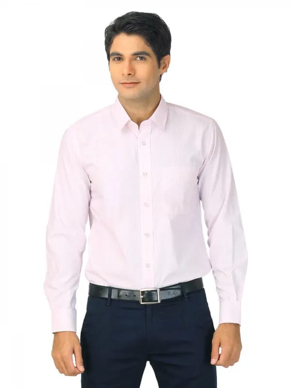 Mark Taylor Men Pink & White Striped Shirt