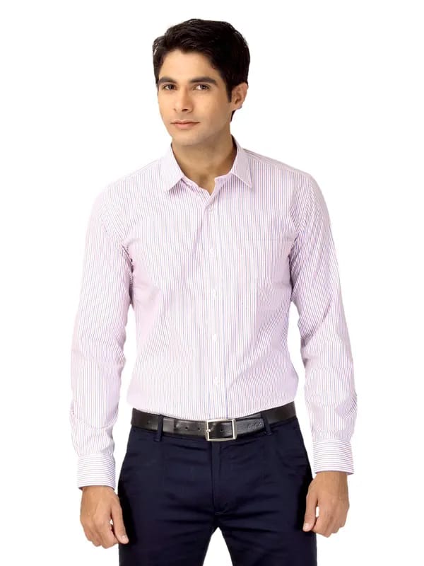 Mark Taylor Men Blue & White Striped Shirt