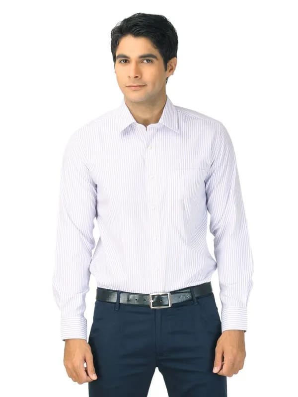 Mark Taylor Men Purple & White Striped Shirt