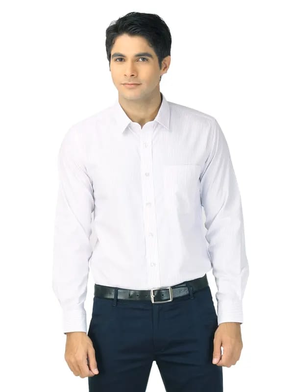 Mark Taylor Men Purple & White Striped Shirt