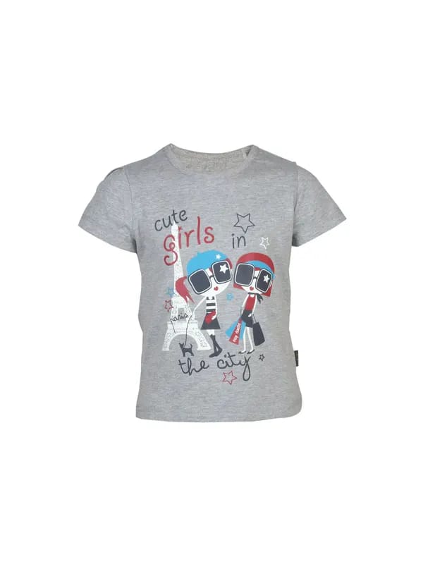Doodle Cute Girls Grey Tshirt