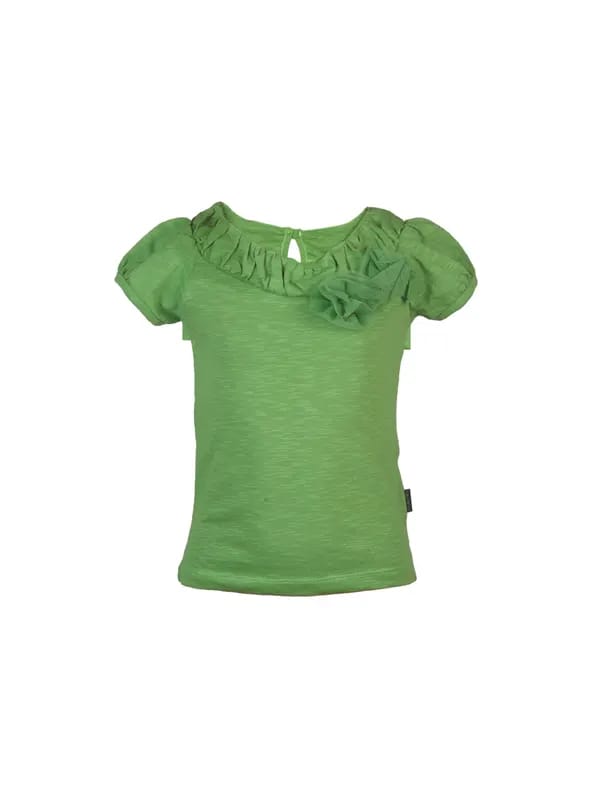 Doodle Flower Girl Green Top