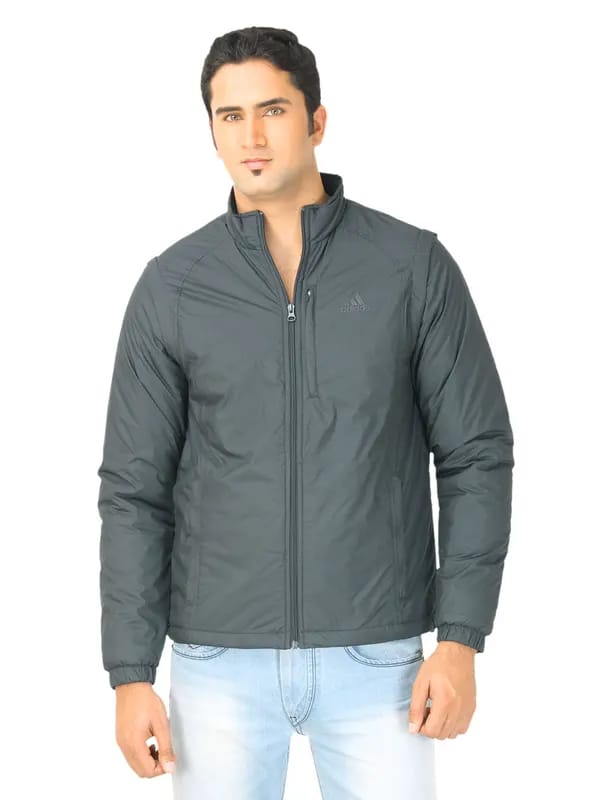 ADIDAS Men Solid Grey Jacket