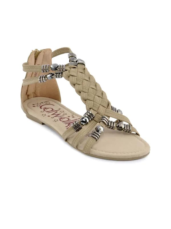 Catwalk Women Weaved Strap Tan Flats