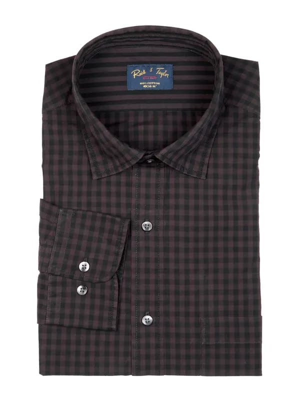 Reid & Taylor Men Check Brown Shirt