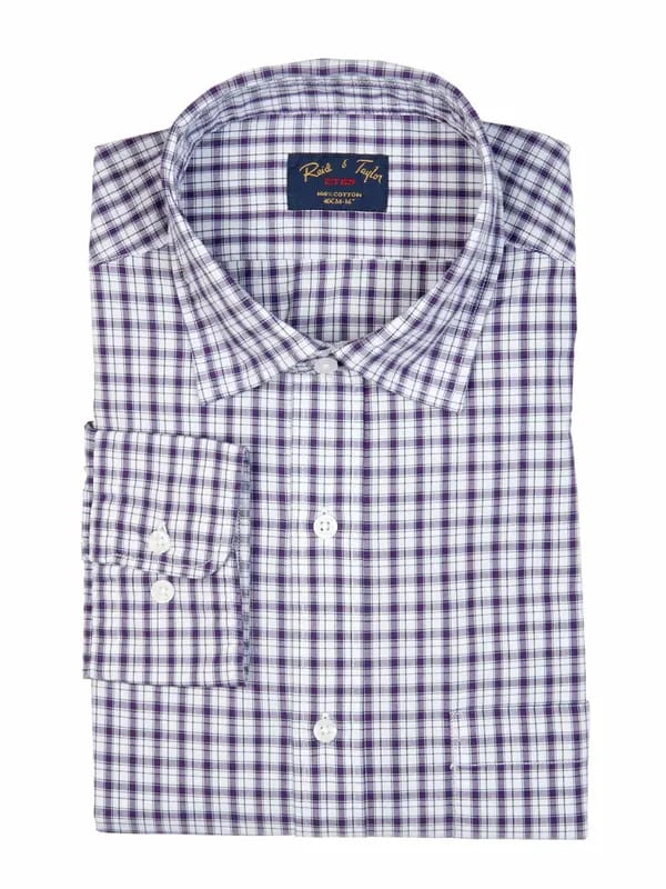 Reid & Taylor Men Check White Shirt