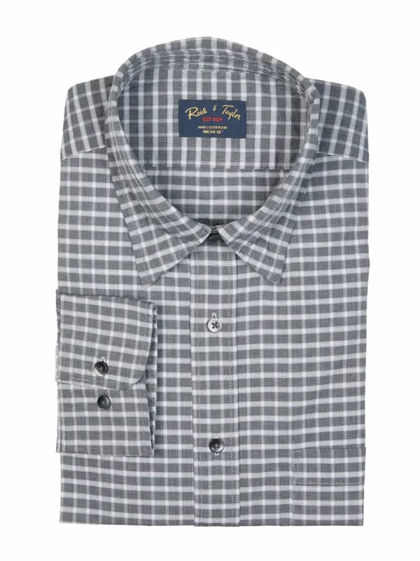 Reid & Taylor Men Check Grey Shirt