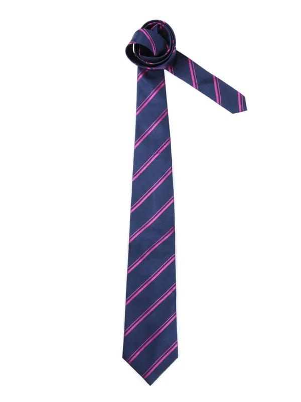 Reid & Taylor Men Stripes Navy Blue Tie