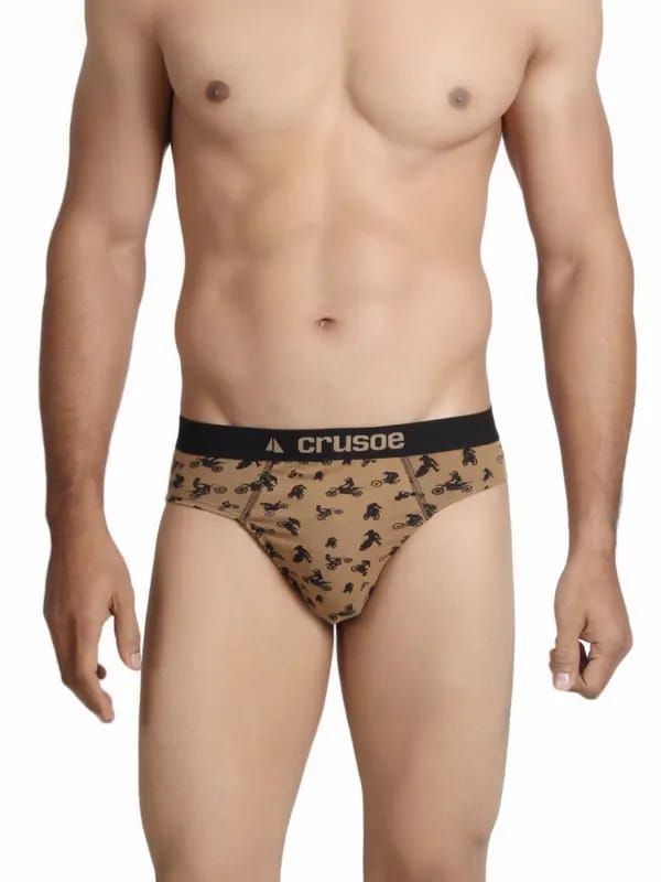 Crusoe Men Small Biker Brown Brief