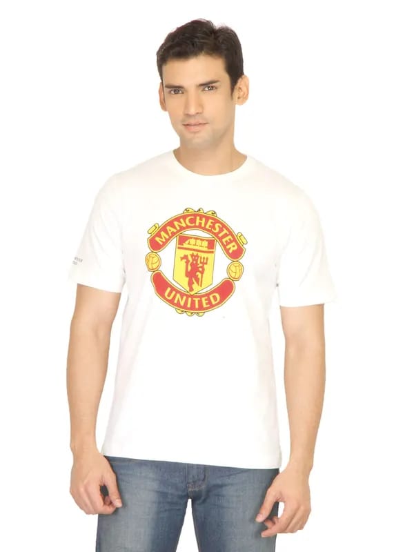 Manchester United Men Printed White Tshirt
