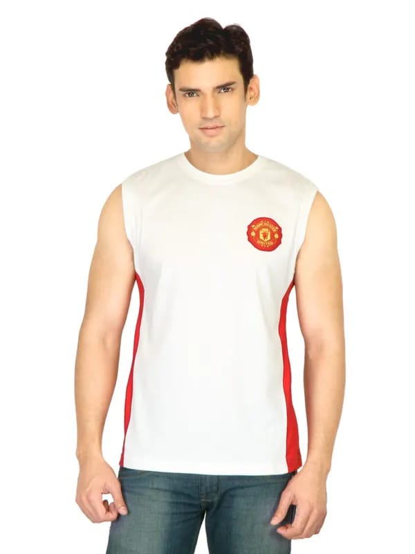 Manchester United Men Solid White Tshirt