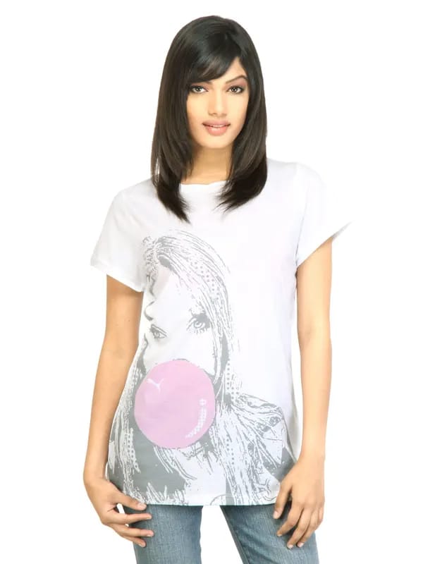 Puma Women Graphic White Tshirt