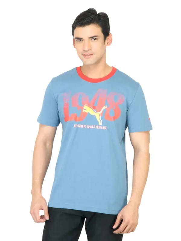 Puma Men Graphic Stellar Blue Tshirt