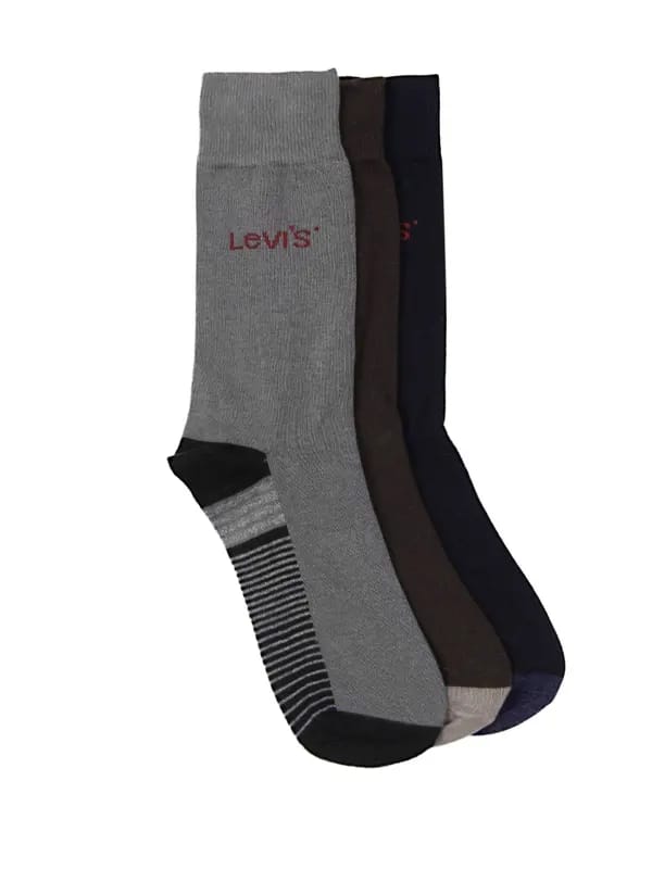 Levis Men Fader Stripes Flat Knit Crew Pack of 3 Socks