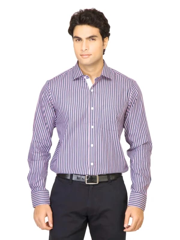 United Colors of Benetton Men Stripes Blue Shirt