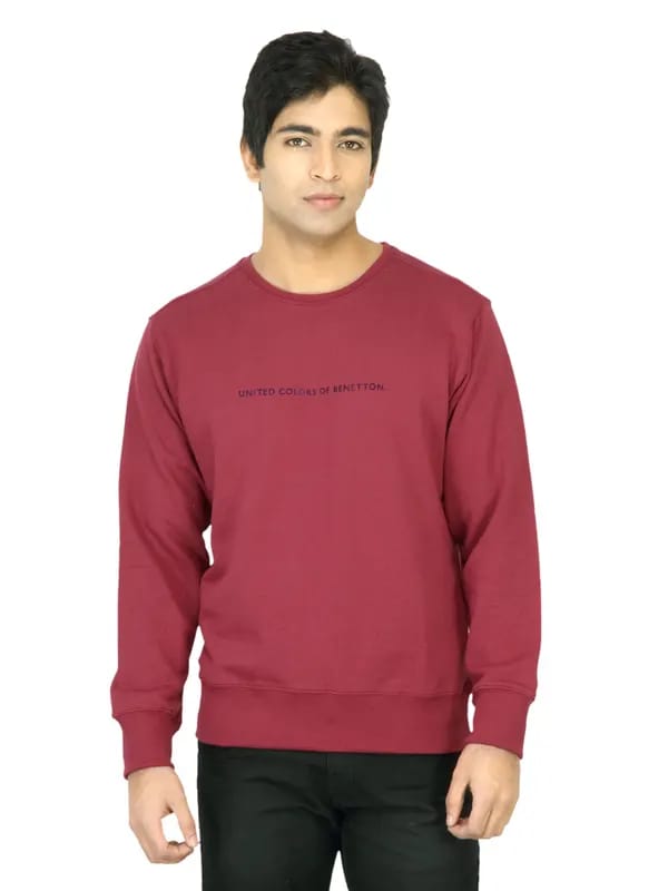 United Colors of Benetton Men Solid Red SweatShirt