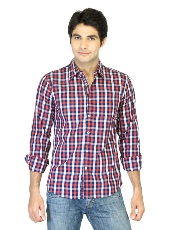 United Colors Of Benetton Men Red Check Shirt