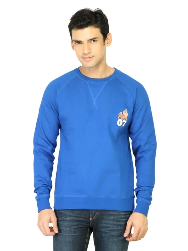 Myntra Men Solid Blue Sweatshirt