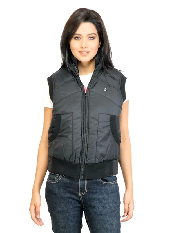 United Colors of Benetton Women Solid Black Jacket