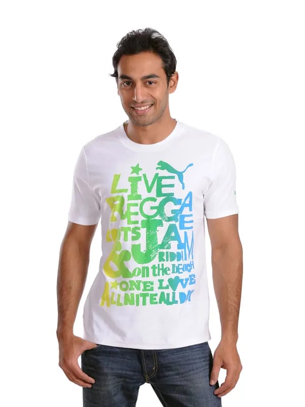 Puma Mens Reggae All Night White T-shirt