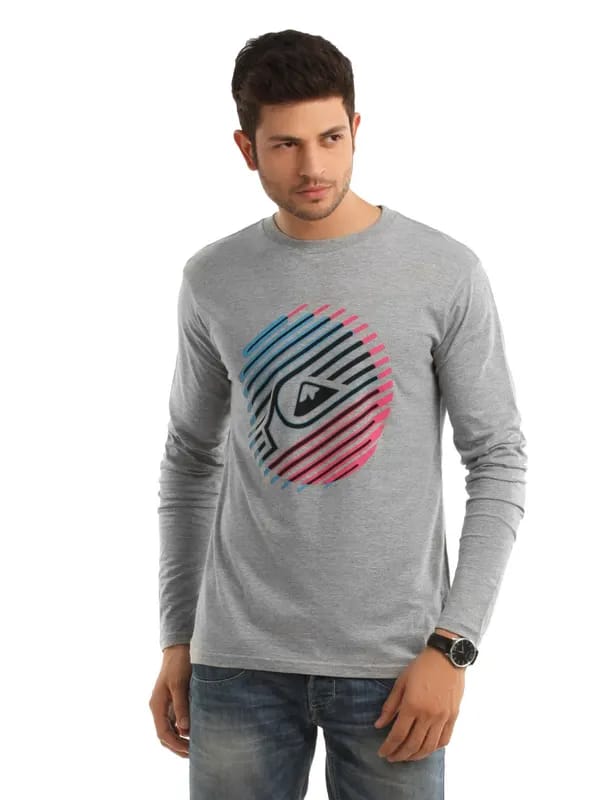 Quiksilver Men Printed Grey T-shirt