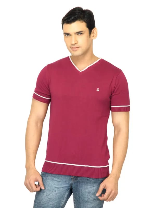 United Colors of Benetton Men Solid Red Sweater