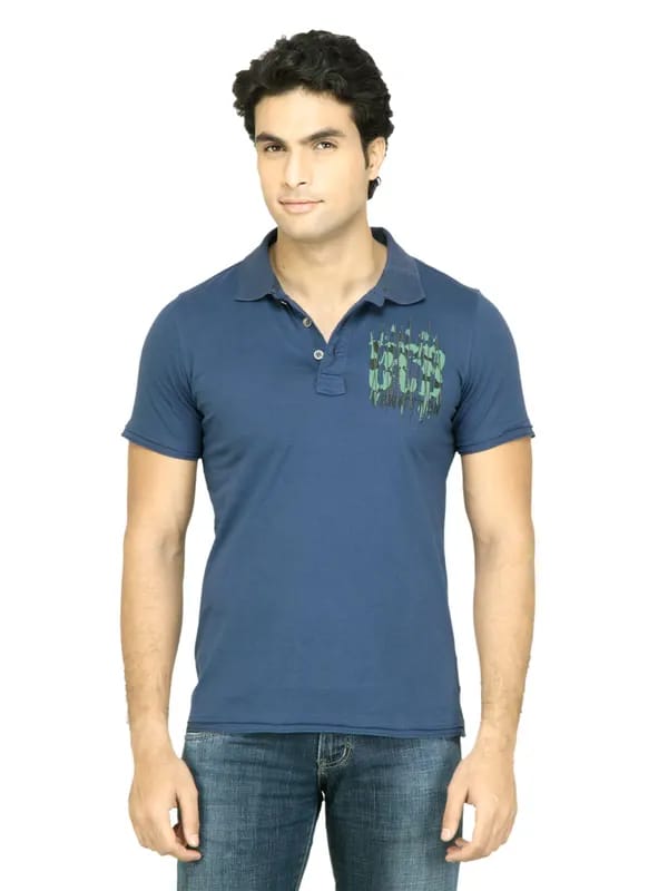 United Colors of Benetton Men Printed Blue TShirt