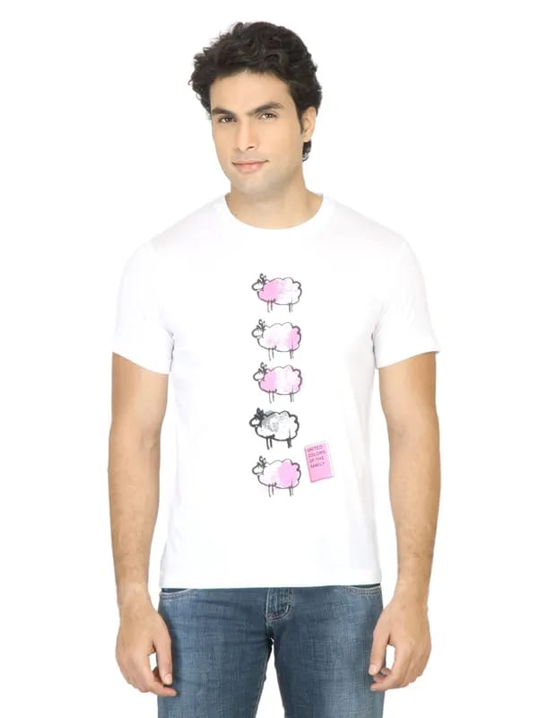 United Colors of Benetton Men Printed White Tshirt