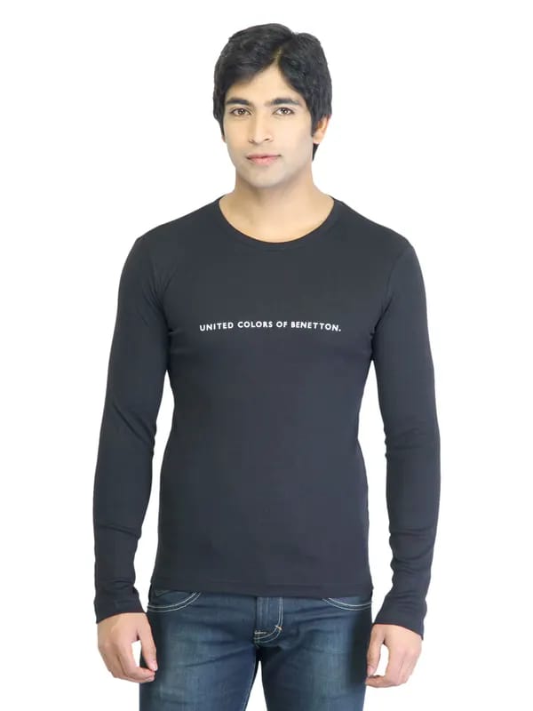 United Colors of Benetton Men Black T-shirt