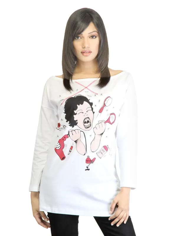 United Colors of Benetton Women White Printed Top