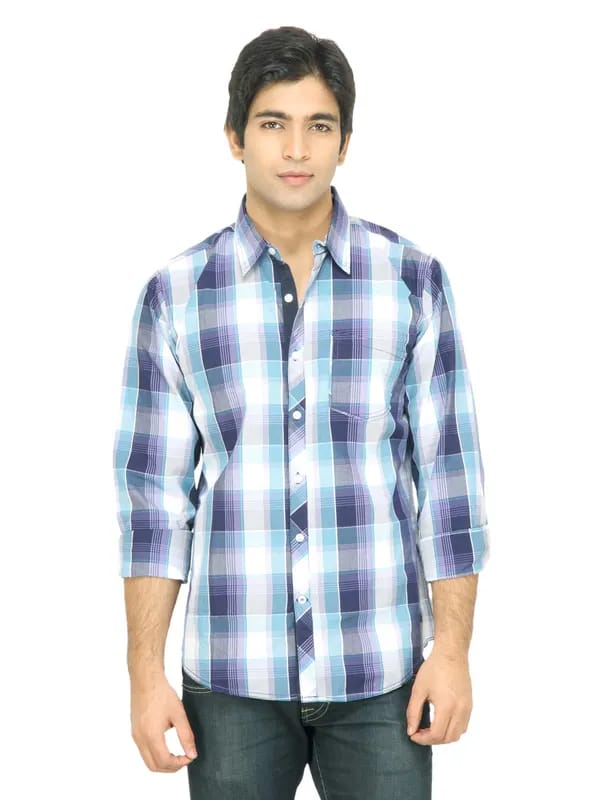 United Colors of Benetton Men Check Purple Shirt
