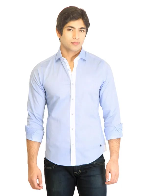 United Colors of Benetton Men Blue Shirt