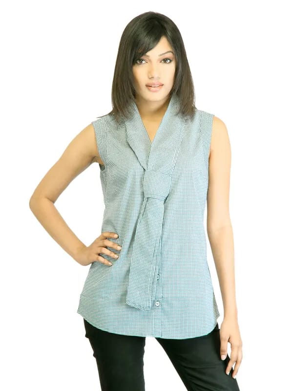 United Colors of Benetton Women Green Check Shirt