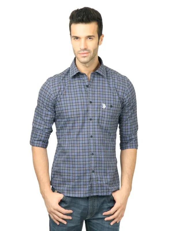 U.S. Polo Assn. Men Check Grey Shirt