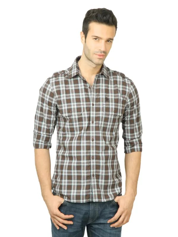 U.S. Polo Assn. Men Check Brown Shirt