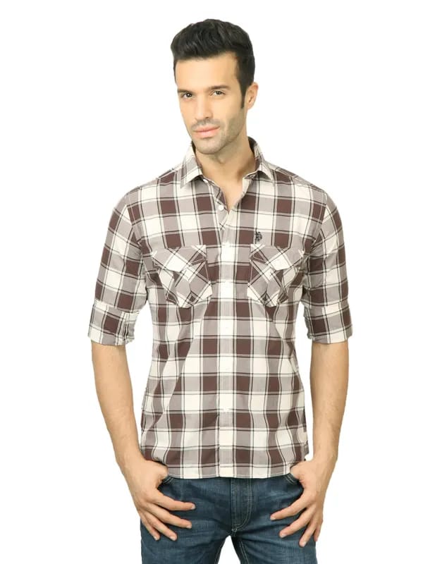 U.S. Polo Assn. Men Check Brown Shirt