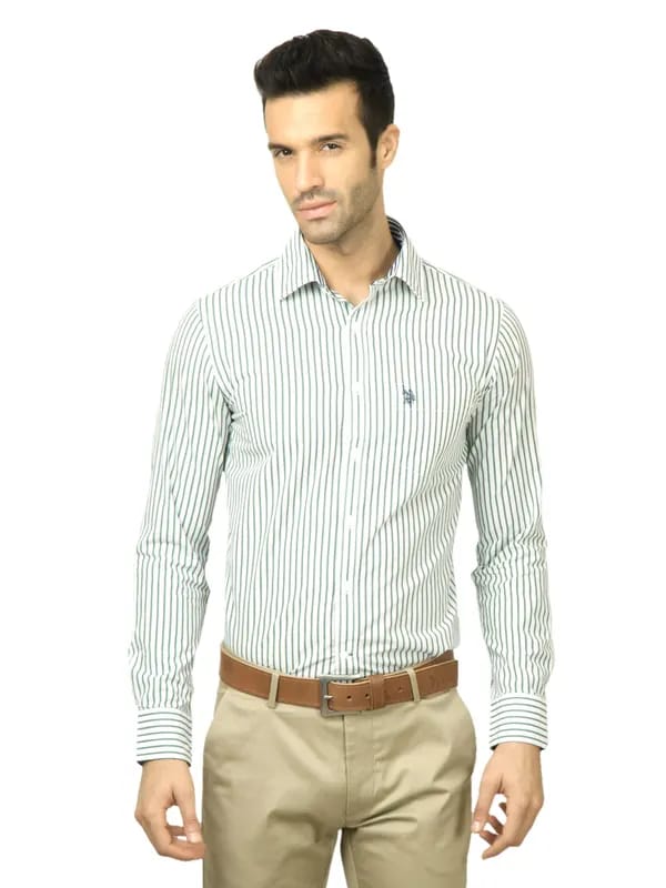 U.S. Polo Assn. Men Striped Green Shirt