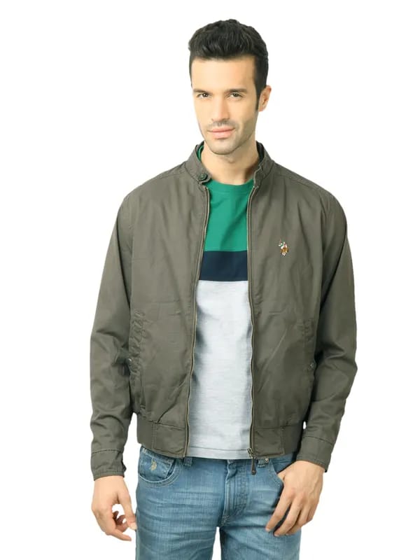 U.S. Polo Assn. Men Solid Olive Jacket