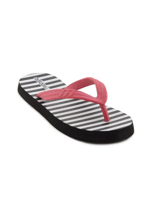 ADIDAS Women Soft Striped White Flip Flops