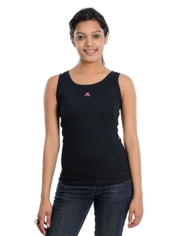 ADIDAS Womens Black Tank Fitted T-shirt