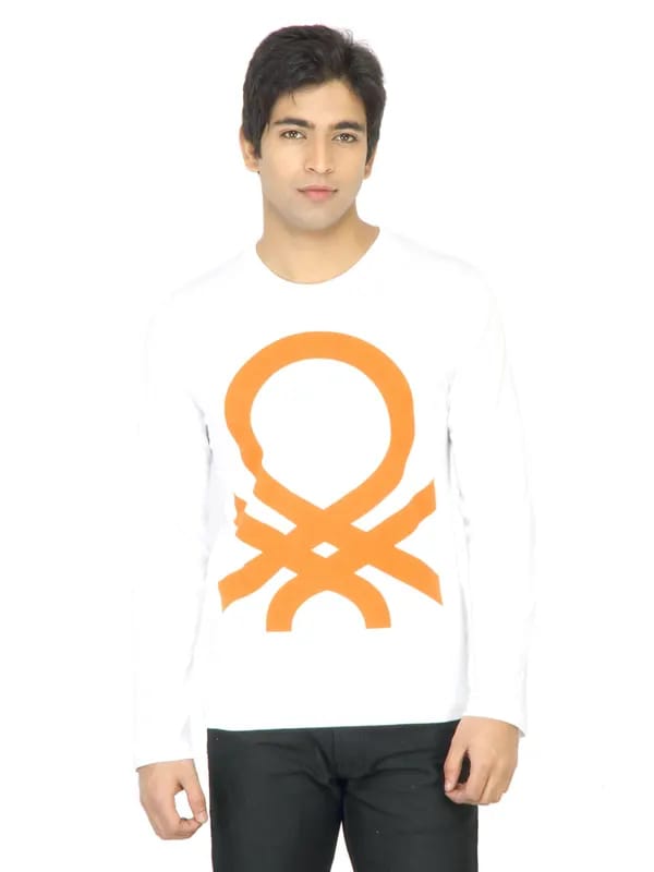 United Colors of Benetton Men Printed White TShirt