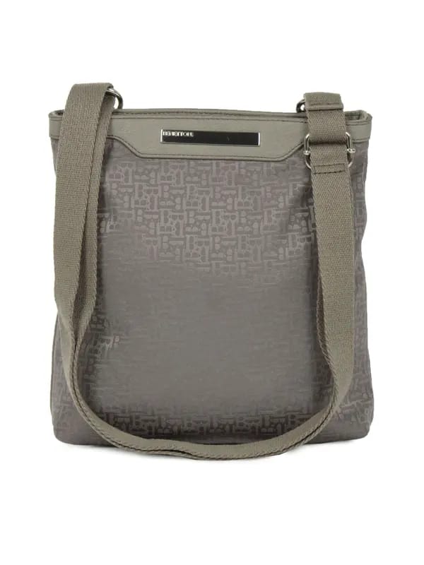 United Colors of Benetton Women Solid Grey Handbags