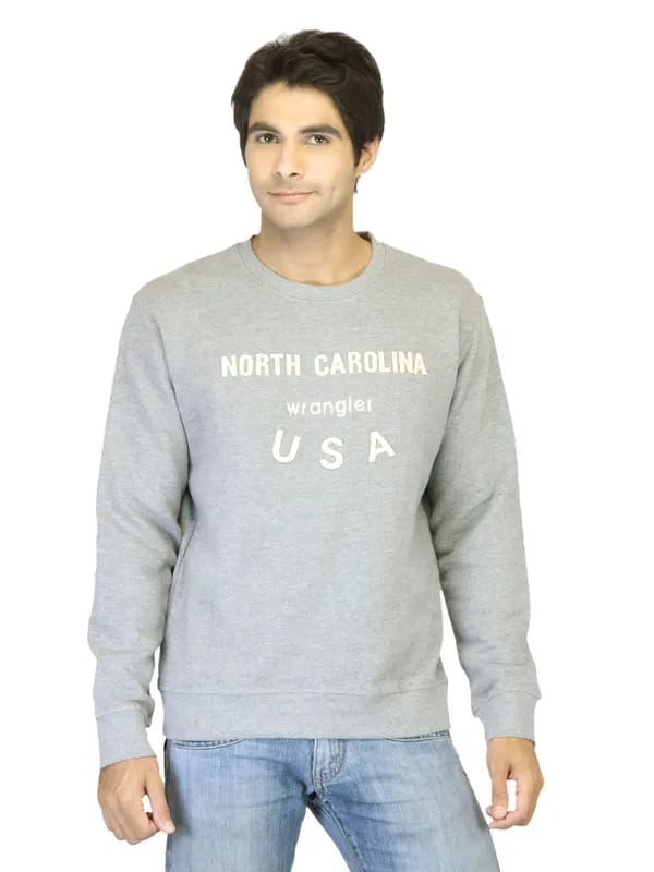 Wrangler Men Printed Grey Sweatshirt