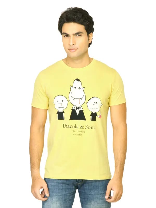 Chimp Men Printed Yellow Tshirt