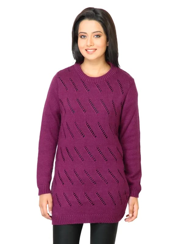Jealous 21 Women Solid Magenta Sweater