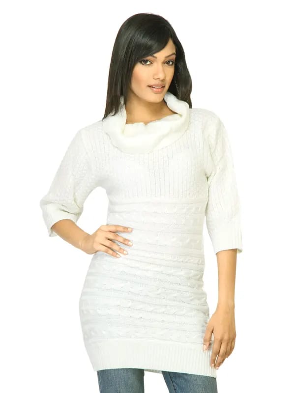 Jealous 21 Women Solid White Sweater