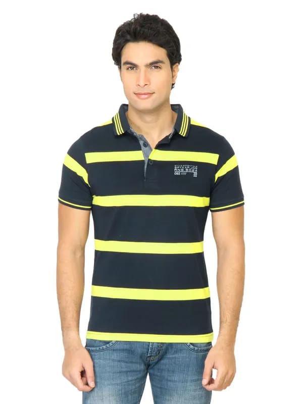 Spykar Men Black Polo T-Shirt