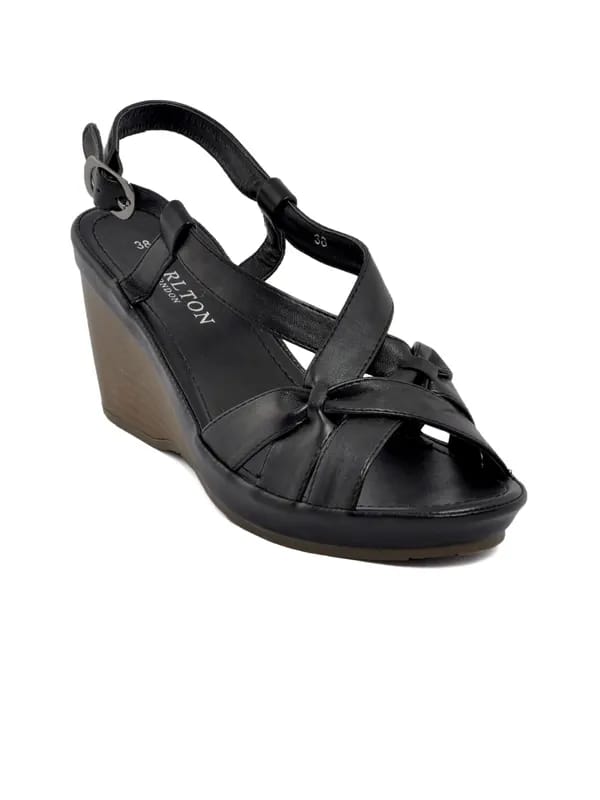 Carlton London Women Casual Black Sandals