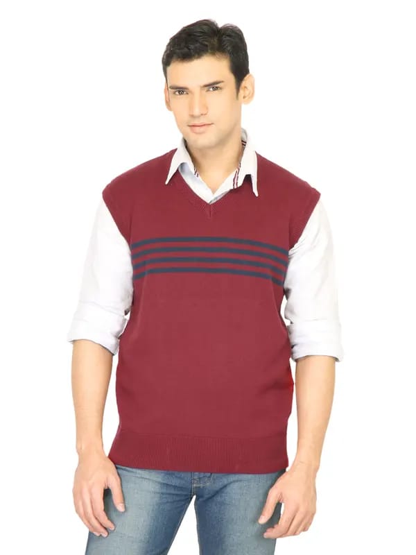 Genesis Men Solid Maroon Sweater